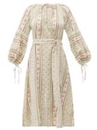 Matchesfashion.com D'ascoli - Devon Print Cotton Voile Dress - Womens - Pink
