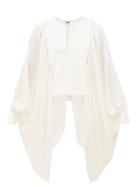 Matchesfashion.com Maison Rabih Kayrouz - Draped Cape Sleeve Satin Top - Womens - Ivory