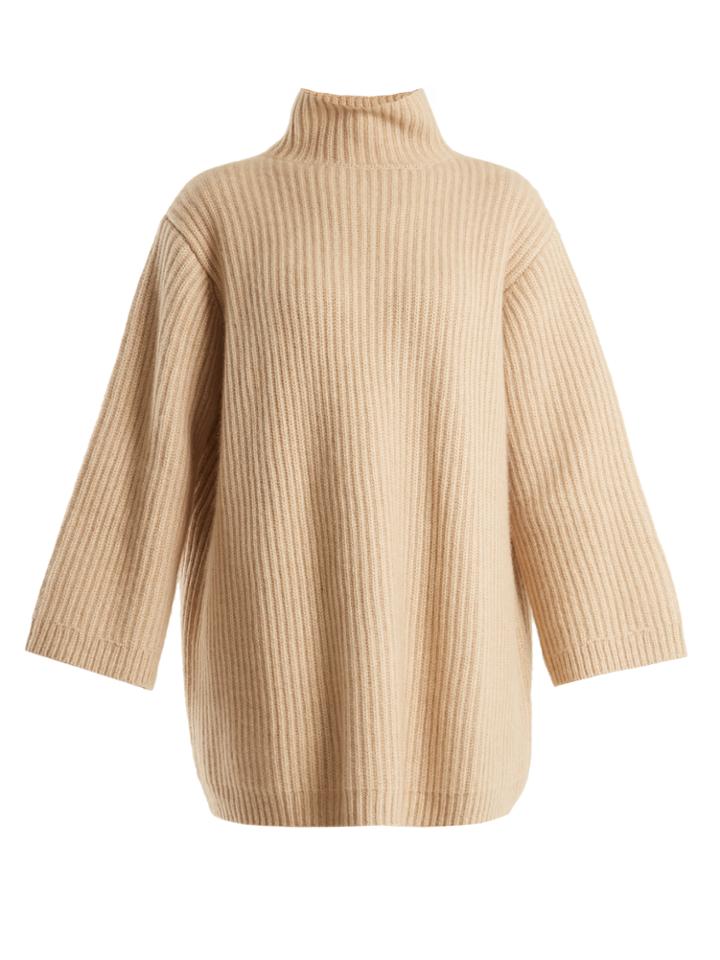 Khaite Estella High-neck Ribbed-knit Cashmere Sweater