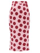 Matchesfashion.com Dolce & Gabbana - Polka-dot Silk-blend Satin Pencil Skirt - Womens - Pink Multi