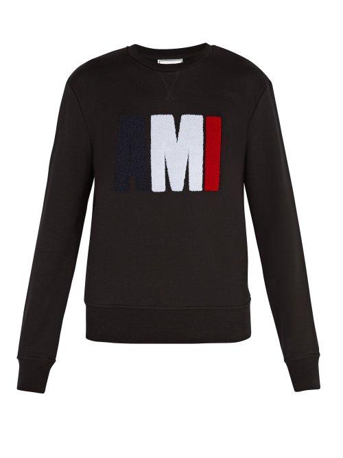 Matchesfashion.com Ami - Logo Appliqu Cotton Sweatshirt - Mens - Black