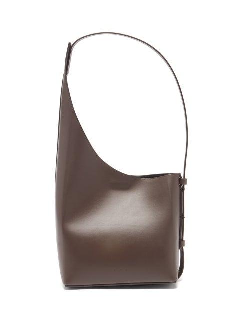 Aesther Ekme - Demi Lune Leather Bucket Bag - Womens - Dark Brown