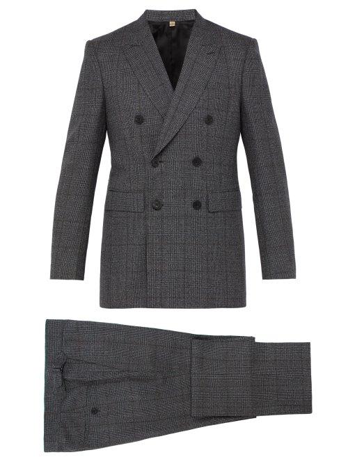 Matchesfashion.com Burberry - Slim Fit Checked Wool Suit - Mens - Dark Grey