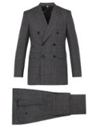 Matchesfashion.com Burberry - Slim Fit Checked Wool Suit - Mens - Dark Grey