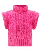 La Fetiche - Alma Cable-knit Wool Sweater Vest - Womens - Bright Pink