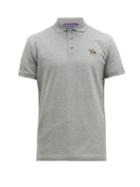Matchesfashion.com Ralph Lauren Purple Label - Logo Embroidered Cotton Piqu Polo Shirt - Mens - Grey