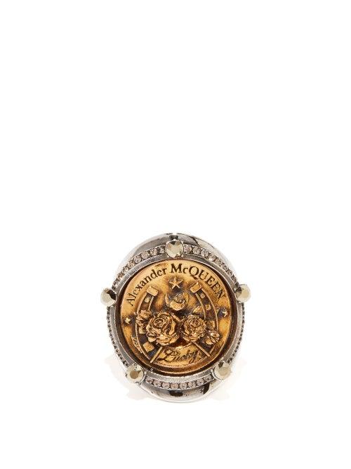 Matchesfashion.com Alexander Mcqueen - Lucky Medallion Ring - Womens - Gold