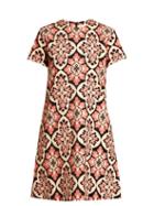 Matchesfashion.com La Doublej - Tile Print Cotton Velvet Dress - Womens - Pink Multi