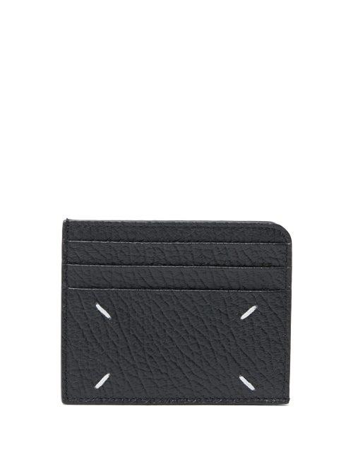 Matchesfashion.com Maison Margiela - Four-stitches Grained-leather Cardholder - Womens - Black