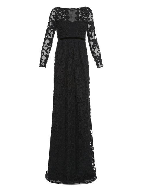 Matchesfashion.com Burberry Prorsum - Floral Cotton Blend Lace Gown - Womens - Black