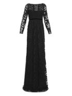 Matchesfashion.com Burberry Prorsum - Floral Cotton Blend Lace Gown - Womens - Black