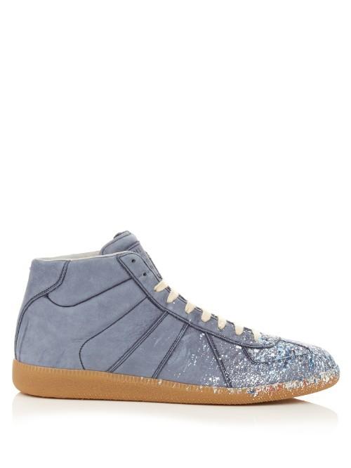 Maison Margiela Replica High-top Paint-effect Leather Trainers
