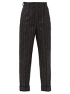 Matchesfashion.com Dolce & Gabbana - Pinstriped Straight-leg Tweed Trousers - Womens - Black Multi