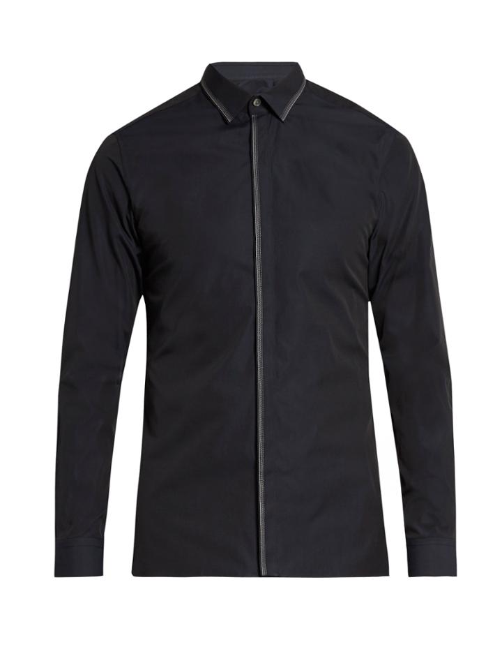 Lanvin Button-cuff Stitch-detail Cotton-poplin Shirt