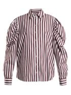 Matchesfashion.com Marques'almeida - Puff Sleeved Striped Cotton Shirt - Womens - Burgundy White