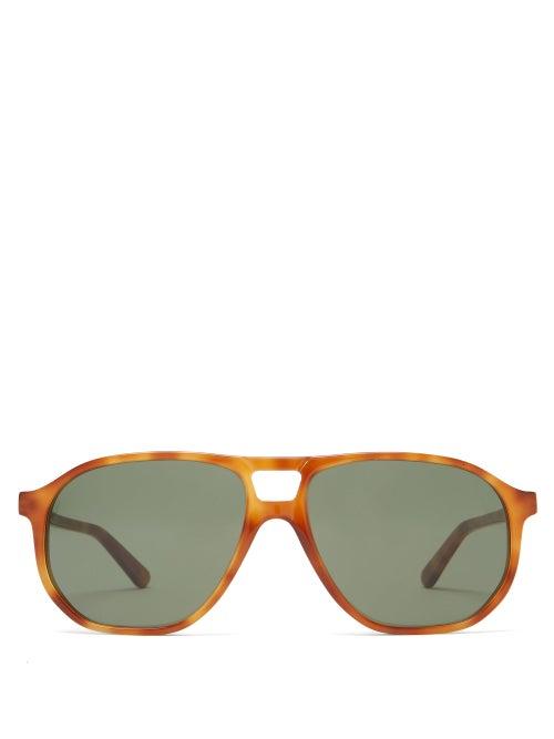 Matchesfashion.com L.g.r Sunglasses - Tangeri Double-bridge Acetate Sunglasses - Mens - Tortoiseshell