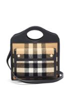 Matchesfashion.com Burberry - Pocket Mini Heritage-check Leather Handbag - Womens - Multi