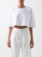 Loewe - Anagram-embroidered Cotton-jersey Cropped T-shirt - Womens - White