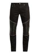 Saint Laurent Contrast-panel Skinny Biker Jeans