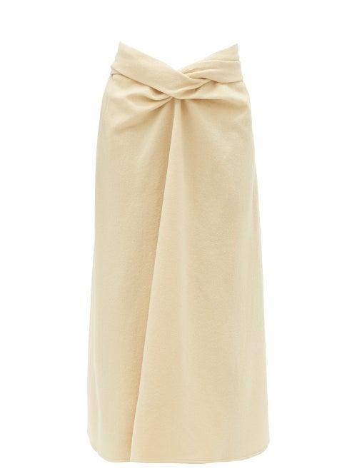Matchesfashion.com Lemaire - Draped Wool-jersey Midi Skirt - Womens - Ivory