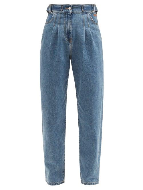 Matchesfashion.com Msgm - Pleated Tapered-leg Denim Trousers - Womens - Denim