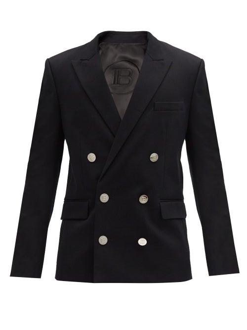 Matchesfashion.com Balmain - Double-breasted Cotton-blend Jacket - Mens - Black