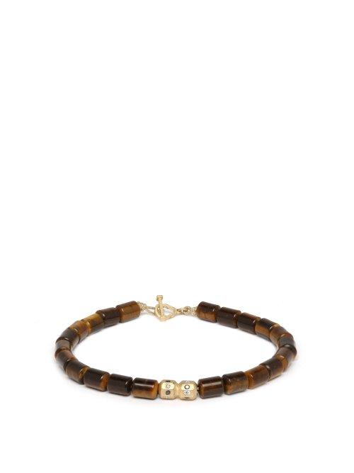 Matchesfashion.com Luis Morais - Hexagon Charm Beaded Bracelet - Mens - Brown Multi