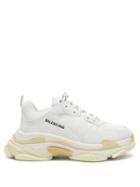 Balenciaga - Triple S Faux Leather And Mesh Trainers - Mens - White