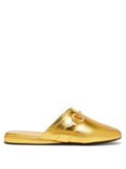 Matchesfashion.com Gucci - Pericles Metallic-leather Backless Loafers - Womens - Gold