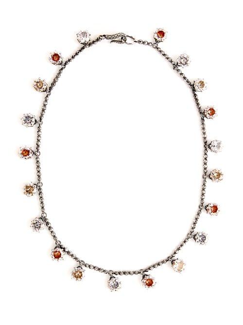 Matchesfashion.com Bottega Veneta - Cubic Zirconia Oxidised Sterling Silver Necklace - Womens - Silver