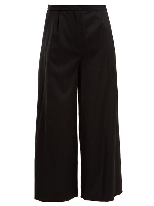 Matchesfashion.com Osman - Lupita Wide Leg Wool Blend Trousers - Womens - Black