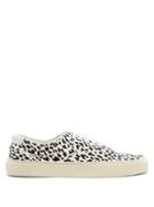 Matchesfashion.com Saint Laurent - Venice Leopard-print Canvas Trainers - Mens - White Black
