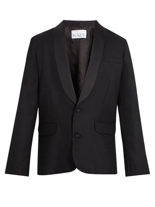 Matchesfashion.com Raey - Satin Lapel Wool Tuxedo Jacket - Mens - Black