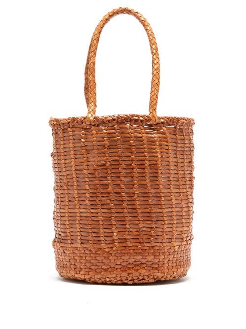 Matchesfashion.com Dragon Diffusion - Woven Leather Bucket Bag - Womens - Tan