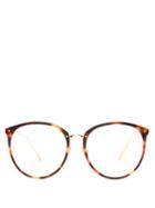 Matchesfashion.com Linda Farrow - Kings Round Acetate & 18kt Gold-plated Glasses - Womens - Brown
