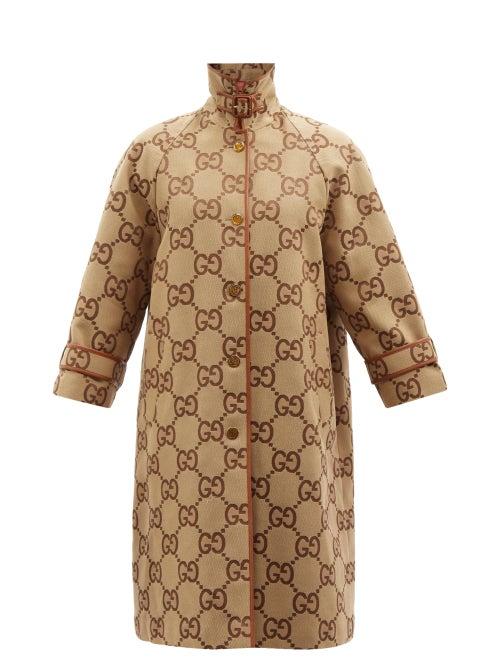 Gucci - Gg-supreme Cotton-blend Canvas Coat - Womens - Camel