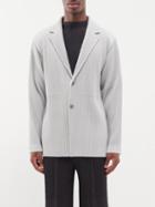 Homme Pliss Issey Miyake - Technical-pleated Single-breasted Blazer - Mens - Light Grey
