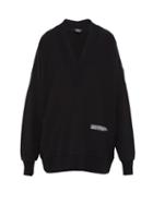 Matchesfashion.com Calvin Klein 205w39nyc - Distressed V Neck Cotton Sweatshirt - Mens - Black
