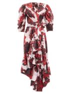 Matchesfashion.com Alexandre Vauthier - Floral-print Cotton-voile Wrap Dress - Womens - Red White