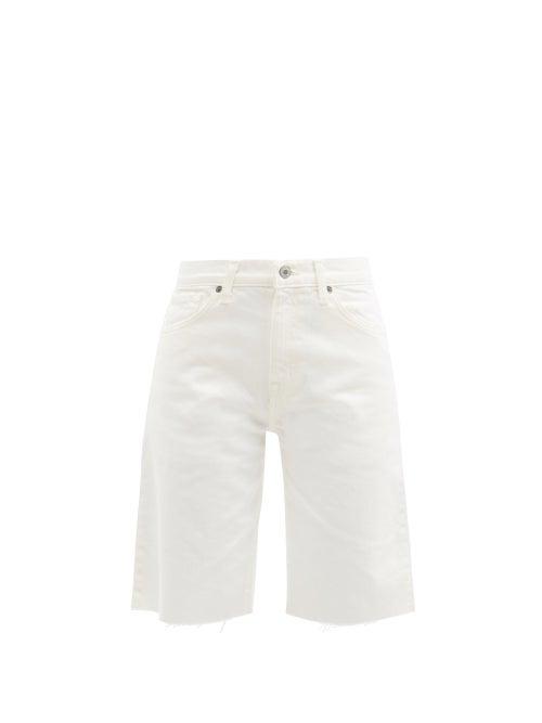 Matchesfashion.com Nili Lotan - Raw-hem Denim Shorts - Womens - Ivory