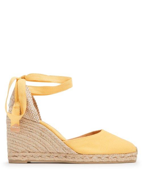 Matchesfashion.com Castaer - Carina Canvas Wedge Espadrilles - Womens - Yellow