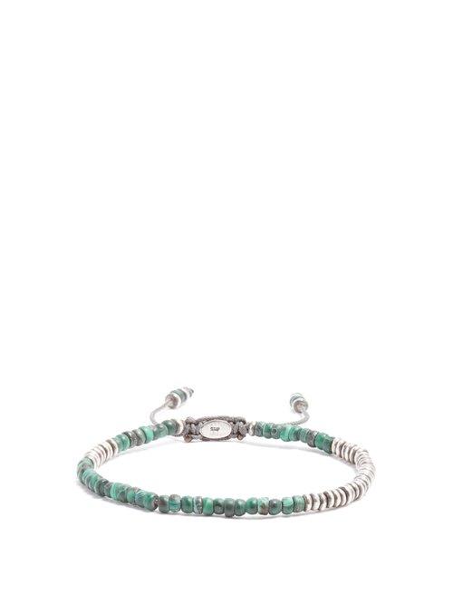 Matchesfashion.com M Cohen - Beaded Malachite And Sterling Silver Bracelet - Mens - Multi