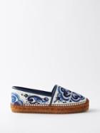 Dolce & Gabbana - Majolica-print Cotton Espadrilles - Womens - Blue White