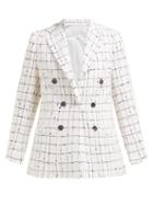 Matchesfashion.com Rebecca Taylor - Checked Double Breasted Cotton Blend Tweed Blazer - Womens - Ivory