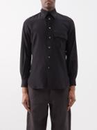 L.e.j - Patch-pocket Silk Crepe De Chine Shirt - Mens - Black