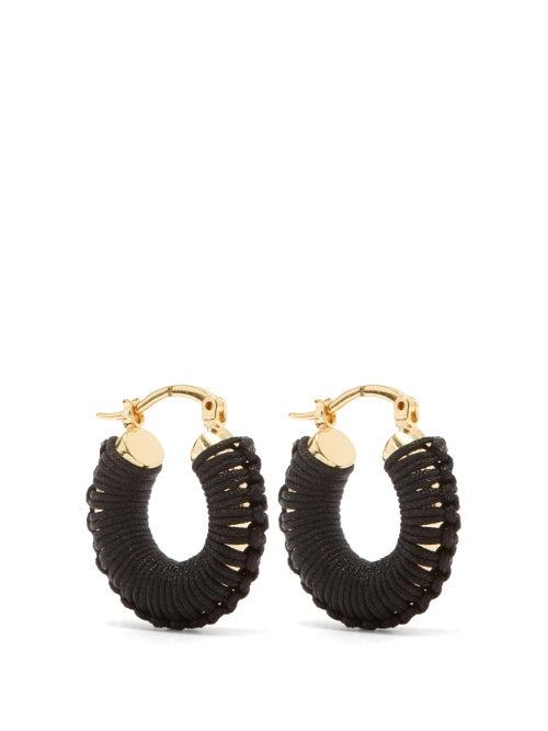 Shrimps - Dora Cord-wrapped Hoop Earrings - Womens - Black