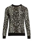Saint Laurent Leopard-print Crew-neck Mohair-blend Sweater
