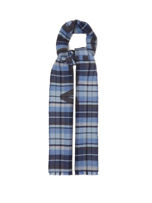 Matchesfashion.com Acne Studios - Victoria Logo Jacquard Checked Wool Scarf - Womens - Blue