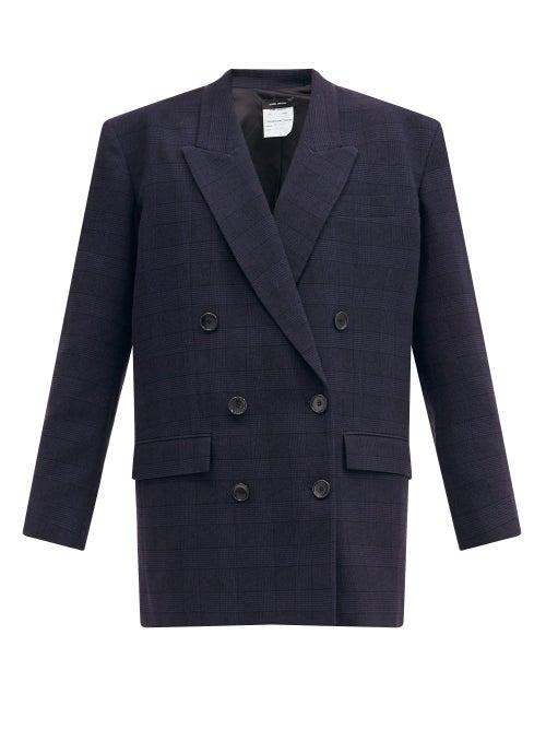 Matchesfashion.com Isabel Marant - Oladim Prince Of Wales-check Jacket - Womens - Navy