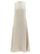 Asceno - Tallin Organic-linen Cambric Maxi Dress - Womens - Light Beige